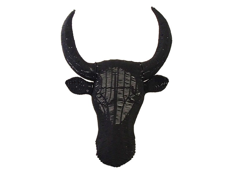 Large Rope Bull Head Wall Hanging Black